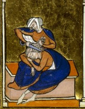 Pružinové nůžky, 1270, Francie, Stříhání vlasů, Samson a Dalila, Žaltář Sv. Ludvíka, BNF Latin 10525, fol.61v