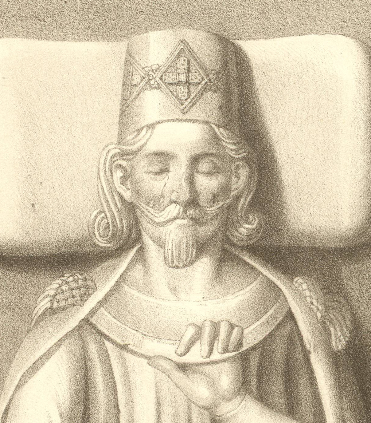 Knír, náhrobek dona Diega López de Salcedo, 1274 n.l., Monasterio de Santa Maria la Real de Nájera, Španělsko, [CA]_